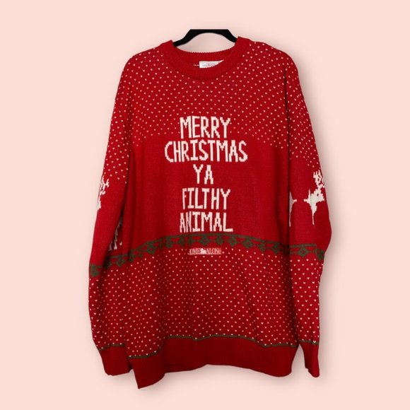 Home Alone Other - Home Alone Merry Christmas Ya Filthy Animal Crewneck Sweater Red White XXL